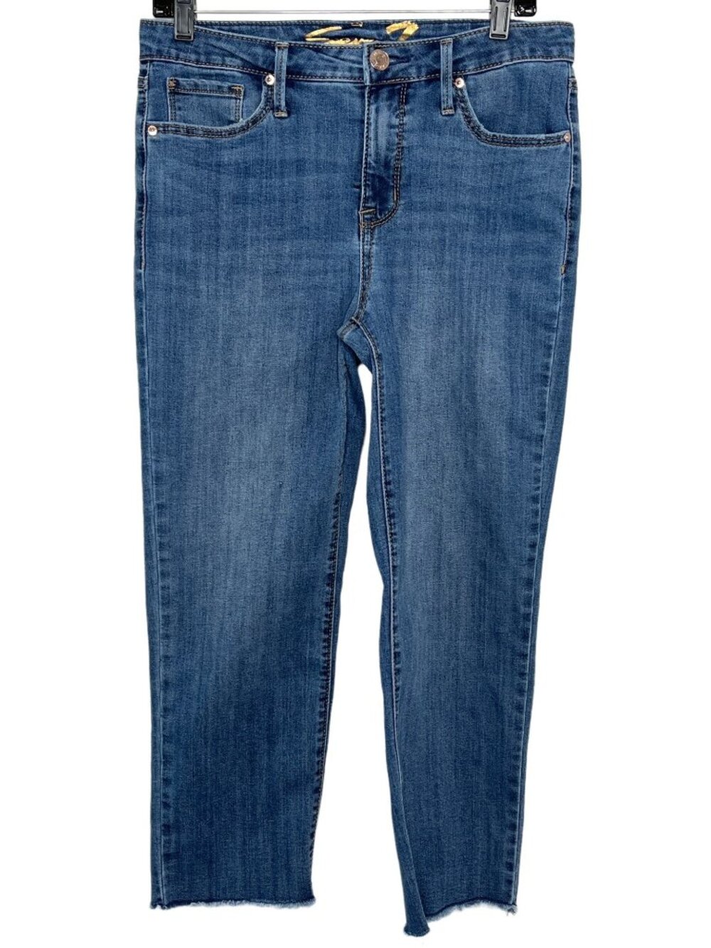 Seven7 Womens Size 6 Tower Straight Crop Jeans Stretch Blue Denim